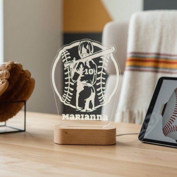 Personalized Baseball Night Light – Custom LED Lamp for Sports Fans - Picture 8 of 8